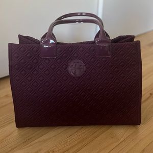 Tory Burch Purple Quilted Tote Bag